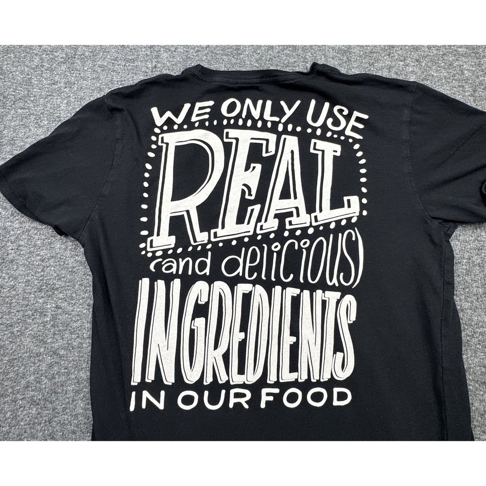 Chipotle T Shirt Adult Sz S Black Graphic Employee Worker "As Real as it Gets"
